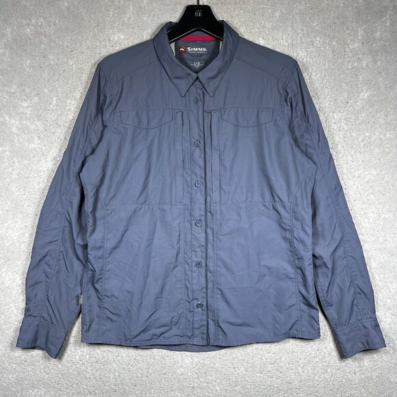 Simms Guide Series Fishing Outdoor Ventilated Shirt in Gray Women’s Sz Large - Picture 1 of 13